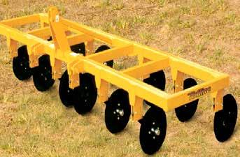 Pasture Renovators PRC Series Designed for 40 to 120 horsepower tractors Heavy duty 4 x 4 x 2 tube main frame 17 Plain coulter blades mounted on adjustable coulter arm 15 Rippers shanks with shear