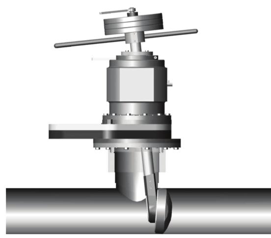 Perform the same operations on the second fitting and install the bypass between the two machines. Equalize the pressure (P.) of the first slide gate valve.
