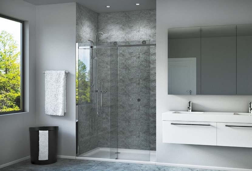 Central Showers ROLLS BY AND ALWAYS MAKES AN IMPRESSION 8MM SAFETY GLASS Doors can be fitted by themselves or with a side panel. A reversible design for a left- or right-hand shower.
