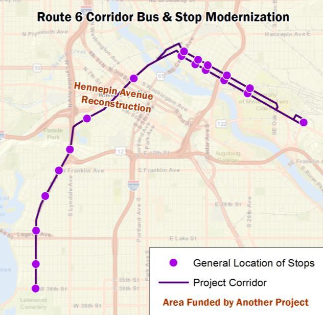 Applicant: Metro Transit Route 6 Bus and Stop Modernization The Route 6 Corridor Bus and Stop Modernization project will improve transit service by enhancing customers experiences with modern
