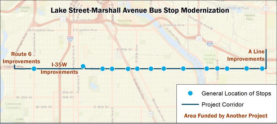 Applicant: Accessible Metro Transit Lake Street-Marshall Avenue Bus Stop Modernization The Lake-Marshall Corridor Bus Stop Modernization project will make transit service more attractive along 7.
