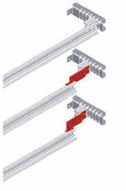 fastening angles, fixing material BPZ-KAS cable strain relief rail, disassembled Cable strain relief rail BPZ-KAS mounted top/bottom inside surface-mounted boards right above cable entry.