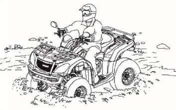 OPERATION OF YOUR ATV Driving through water Your ATV can operate through water with a maximum recommended depth equal to the bottom of the footrests.