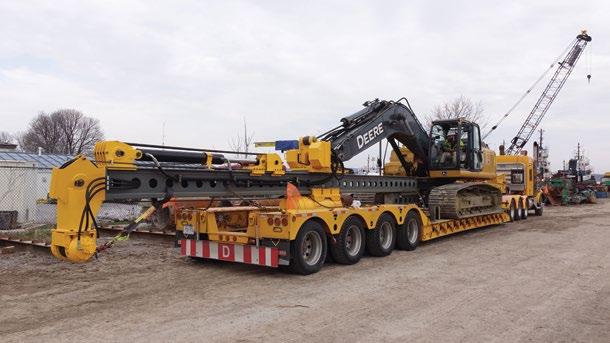 Weighing in at just under 18,000 pounds, excluding pile and excavator, the shipping length of the lead unit is just 37 feet, while the height is six-feet, nine-inches.