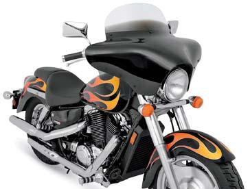 solid translucent color wind deflectors are available to extend the lower fairing surface for smooth downward air flow Also available is a windshield tri-pouch for storage and decorative trims for