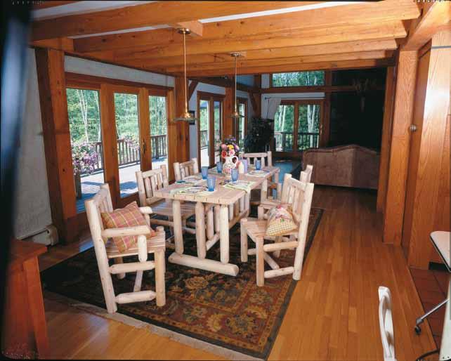 Indoor Dining Collection Rustic Natural Cedar tables and chairs let you serve a broad range of personal tastes.