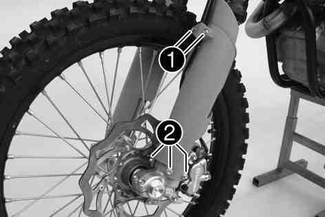 MAINTENANCE WORK ON CHASSIS AND ENGINE 40 Remove excess oil. Position the fork protection. ( p. 40) Remove the motorcycle from the work stand. ( p. 33) 11.