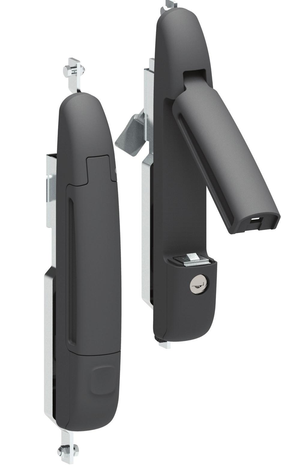 ROD-LATCH SYSTEM LINEAR HANDLE LOCK 204 V : 1 With mechanism Cut out Ergonomic and modern design Locking and unlocking by linear movement Suitable for inside & outside gasketing applications Swing