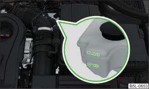 If the coolant level in the coolant expansion tank is too low, this is indicated by the warning light lighting up in the instrument cluster» page 16, Coolant.