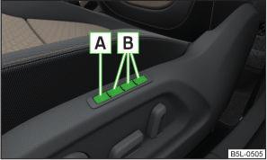 Set the height of the seat cushion Push the switch A in the direction of one of the arrows 3» Fig. 40.