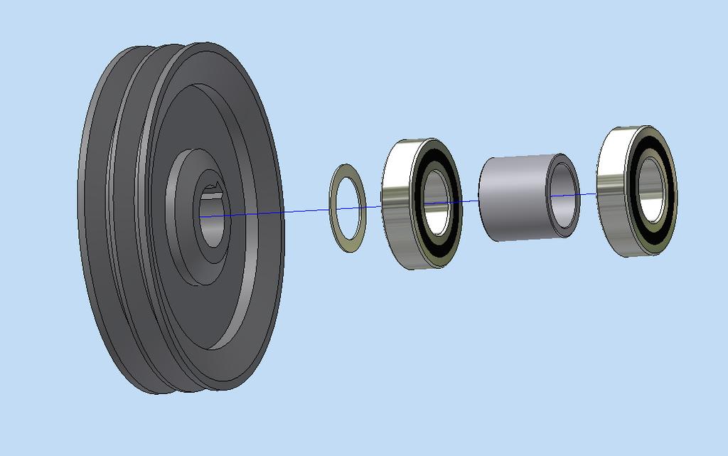 Install the provided bearings with larger inner diameter, as well as the new bushing. Shim ring Fig.