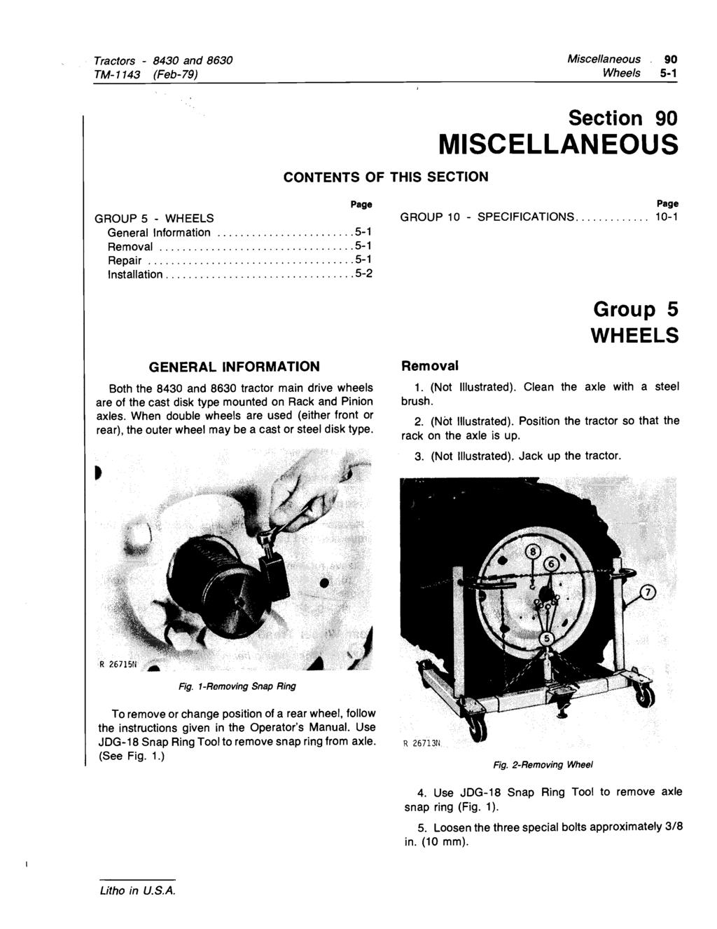 Miscellaneous 90 Wheels 5-1 Section 90 MISCELLAN EOUS GROUP 5 - WHEELS General Information... 5-1 Removal... 5-1 Repair...,... 5-1 Installation... 5-2 GROUP 10 - SPECiFiCATIONS.