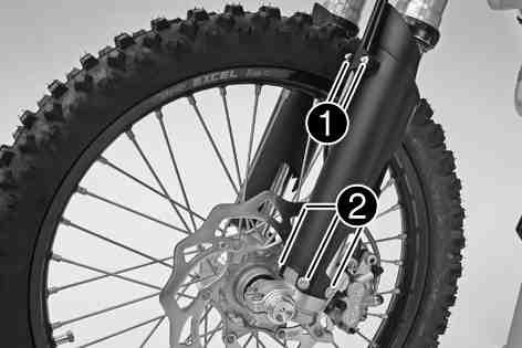 ( p. 48) Push dust boots of both fork legs downwards. The dust boots should remove dust and coarse dirt particles from the fork tubes. Over time, there is an ingress of dirt inside the boots.
