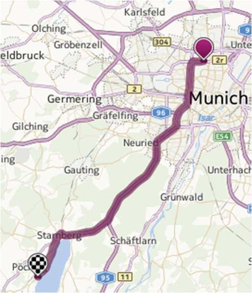Itinerary Used for Study on Control Munich area ~ 36 km Speed limited to 100