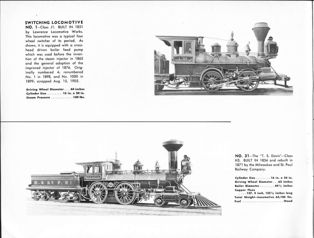 SWITCHING LOCOMOTIVE NO. 1 Class J1. BUILT IN 1851 by Lawrence Locomotive Works. This locomotive was a typical four wheel switcher of its period.