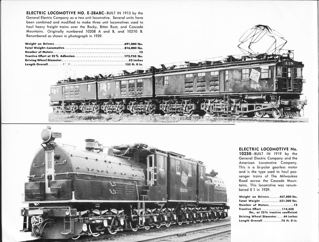 ELECTRIC LOCOMOTIVE NO. E-28ABC BUILT IN 1915 by the General Electric Company as a two unit locomotive.