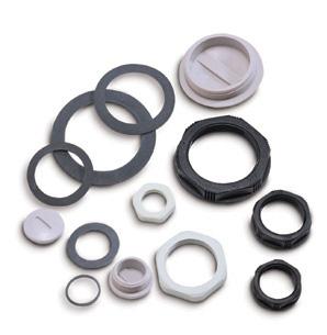 Sealed Fittings Locknuts and Face Sealing Washers Non-metallic locknuts, face sealing washers and blanking plugs designed for use with Harnessflex cable glands, enclosures and sealed fittings to