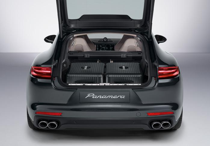 Luggage combinations Luggage combinations, Panamera models with pulled-out retractable rear luggage compartment cover.