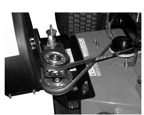 54-inch mower decks use V-belt part number 07223700. 1. Install V-belt (item 20) on mower deck and blower and idler assembly pulley.