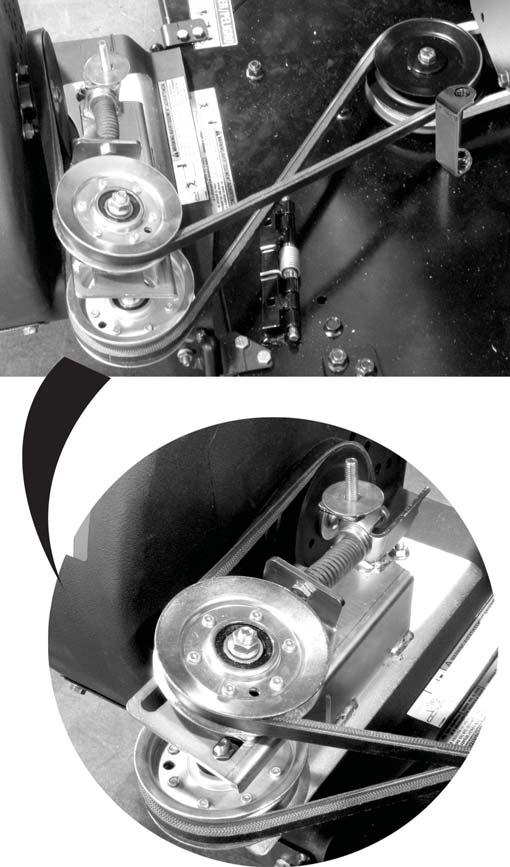 1. Install V-belt (item 29) on mower deck and blower assembly pulley as shown in figure 12.