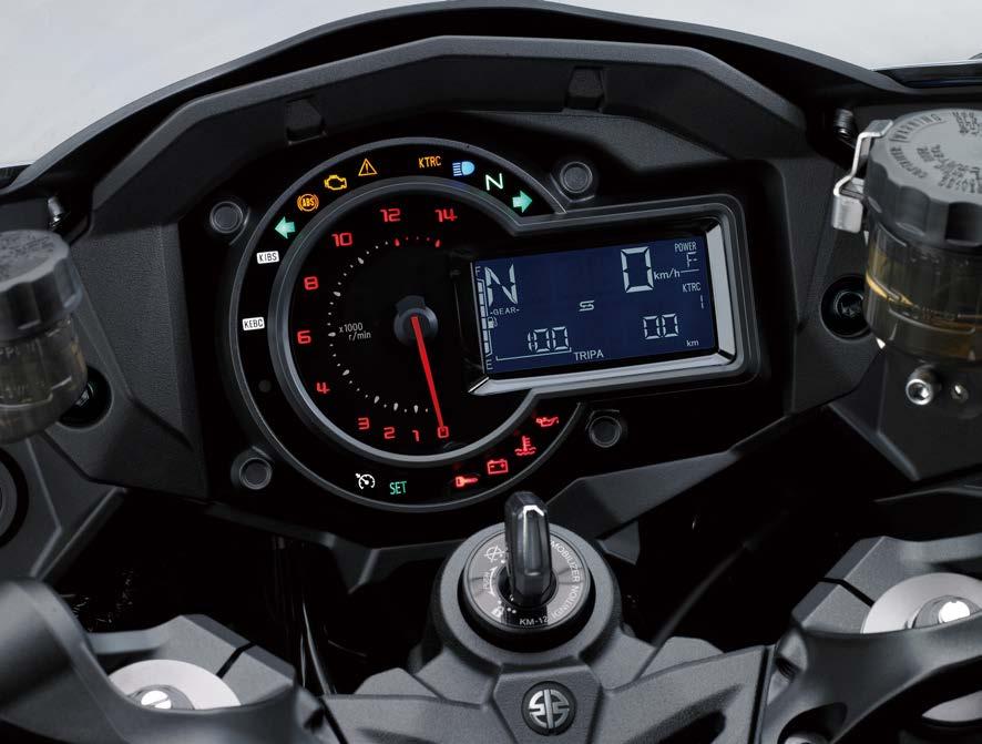 TECHNICAL DETAILS: CHASSIS * The instrumentation design combines a full digital LCD screen with an analogue-style tachometer.