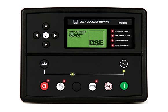 Electric Panel DEEP SEA control plate, DSE 7310 with grid monitor that starts-up the generator set when it detects a failure in the electrical power supply from the grid and sends a signal to the