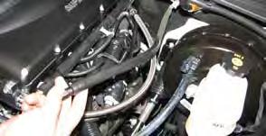 Install the driver side PCV hose by sliding it onto the rear barb located on the driver side valve cover.