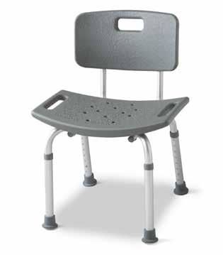 BASIC BATH BENCHES Angled legs distribute weight over a large surface area to increase patient security Anodized aluminum frame is rust resistant Bath benches help patients who have difficulty