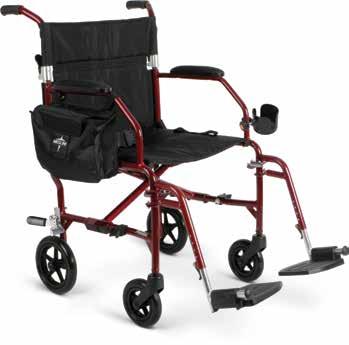 HYBRID 2 Combination wheelchair and transport chair Two chairs in one Rear wheels remove with just the push of a button Weighs only 33 lbs. (15 kg), 24 lbs.