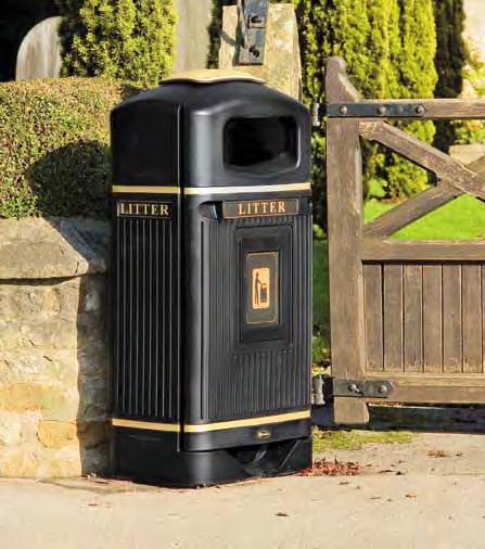 Streamline Jubilee Litter Bin The Streamline Jubilee litter bin is ideal for areas such as bus stops and narrow streets where larger bins become an obstruction.
