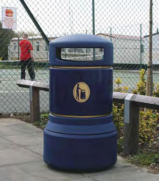 Firexpire fire extinguishing device. Litter aperture flaps. Billy Bin-It logo or Help Protect Our Environment logo.