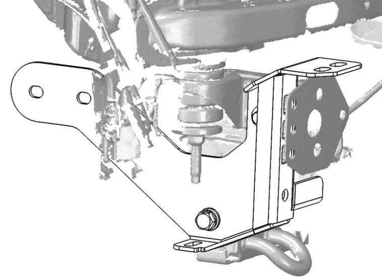 Insert the M10 tapped plate (89501) through the hole in the chassis rail, just behind the rear of the chassis support bracket, & align it with the rearmost hole in the chassis support bracket. 18.