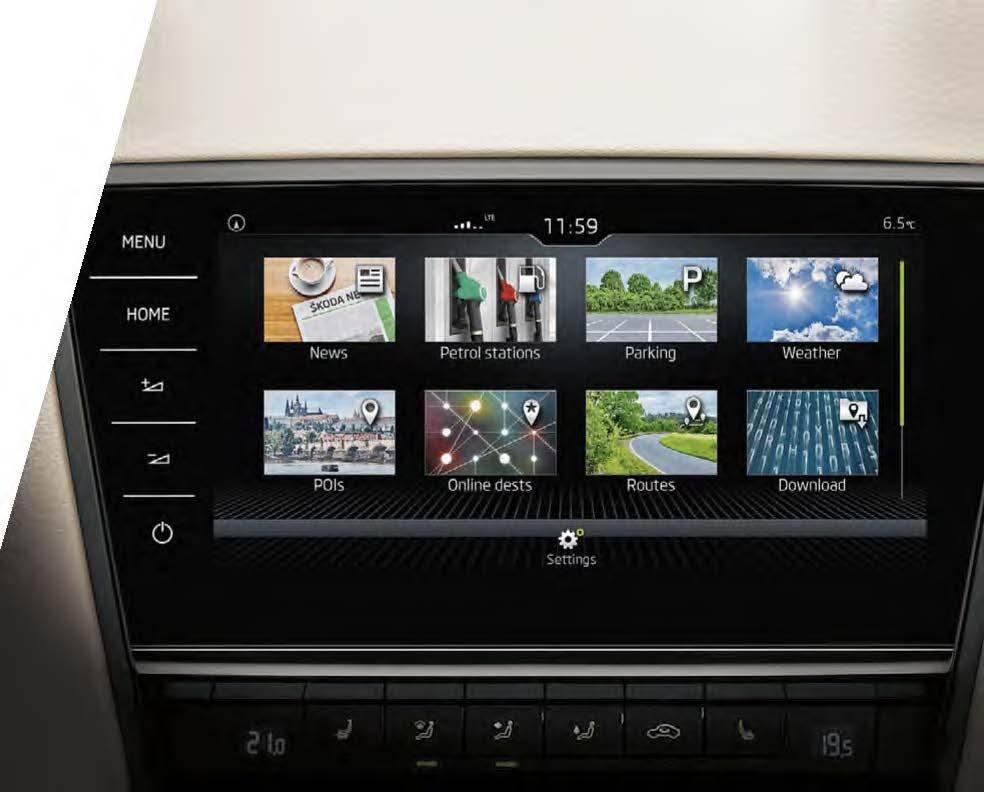 STAY CONNECTED The new ŠKODA Connect system turns the Octavia into a fully interconnected car. Infotainment Online provides satellite navigation, traffic reports and calendar updates.