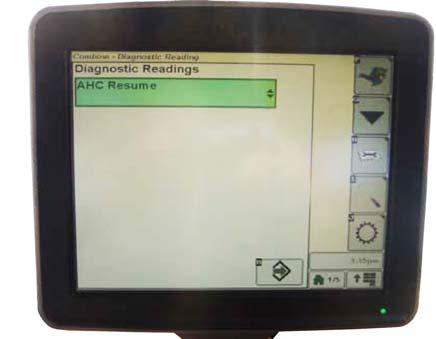 AUTO HEADER HEIGHT CONTROL (AHHC) 3. Press DIAGNOSTIC READINGS icon (A) on CALIBRATION page. The DIAGNOSTIC READINGS page appears.