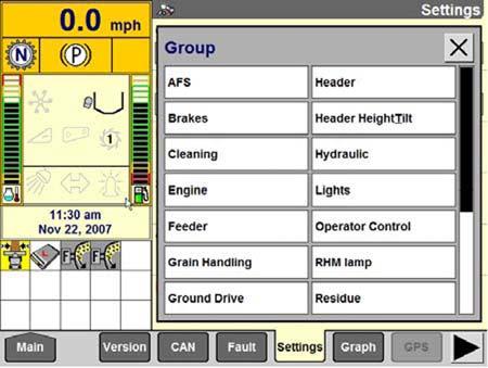 Raise and lower header to see full range of voltage readings. Figure 4.99: New Holland Combine Display Figure 4.100: New Holland Combine Display 8.