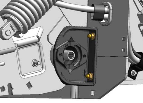 Rotate collar counterclockwise to loosen and remove collar. Figure 5.109: Rear Hydraulic Motor 10. Ensure deck is fully supported, and check that the float spring assembly is loose.