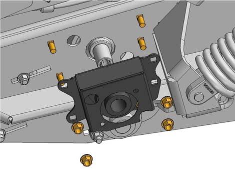 Place bearing housing (A) onto roller shaft (B), and secure using four M12 x 35 bolts (C) (with bolt heads facing inboard) and lock nuts (D). Tighten lock nuts. Figure 5.