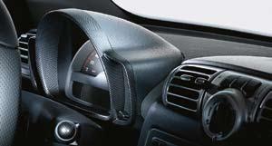 > 14 BRABUS 3-spoke leather sports steering wheel: Ergonomic design with a superb grip.
