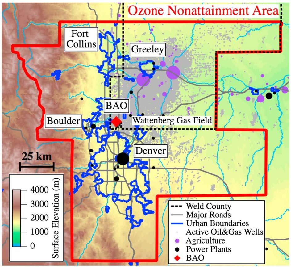 Oil & Gas Impacts in an Urbanized Region (Denver Front Range) Recent studies suggest ozone in Denver Front Range is Sensitive to NO x emissions [McDuffie et