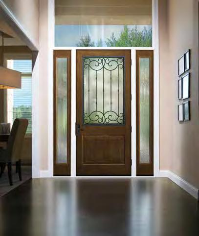 Numerous glass colors, textures, shapes and caming options are available to complement any door. All Low-E and clear glass panels are tempered or laminated to provide added safety.