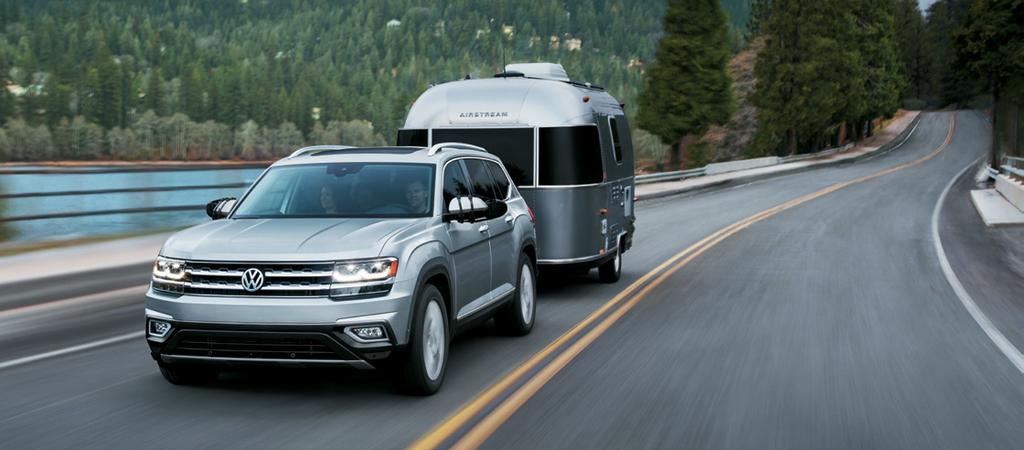 towing capacity* When properly equipped, the Atlas has enough power to tow trailers with ease.