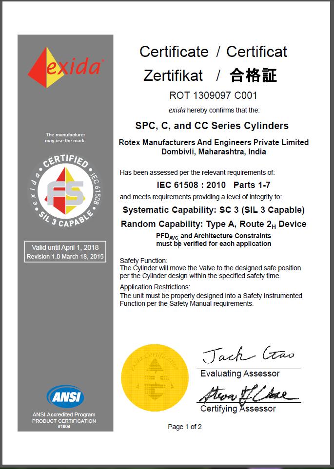 13. Certifications 13.1. SIL3 certificate
