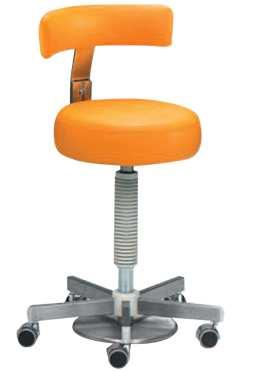 Chromed steel base on 5 twin 14009-1 height adjustment: 42-55 cm 14009-2 height adjustment: 46-65 cm Dental stool with