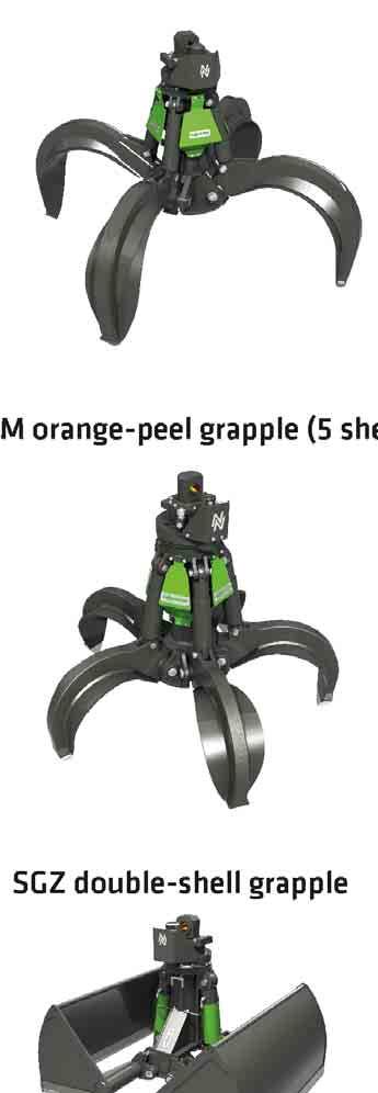 Recommended grapples SGM orange-peel grapple (4 shells) Design/size Grapple capacity Weight 1 Shell Max. load capacity HO G SGM l kg kg t 400.30-4 400 1275 1385 600.30-4 600 1300 35 4.0 800.