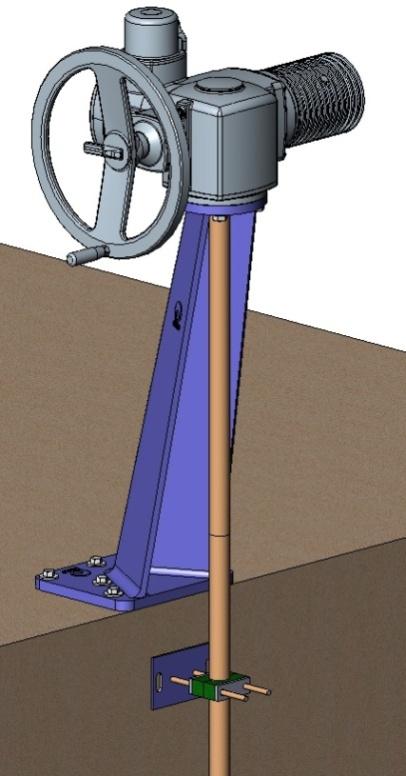 The definition variables are as follows: H1: Distance from the damper shaft to the base of the stand. d1: Separation from the wall to the end of the connecting flange.