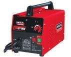 Four voltage settings and continuous wire feed speed adjustment allow to weld light gauge mild steel.