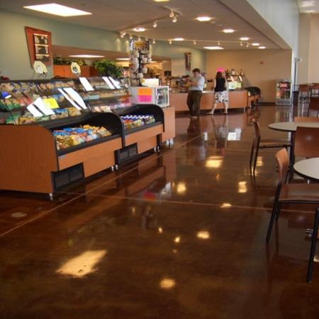 A durable, low-voc, and ADA compliant floor coating system with the look of aged leather was