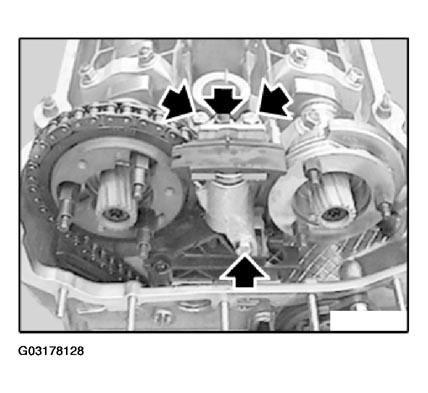 Fig. 211: Installing Secondary Chain Tensioner Fit toothed sleeve (6)