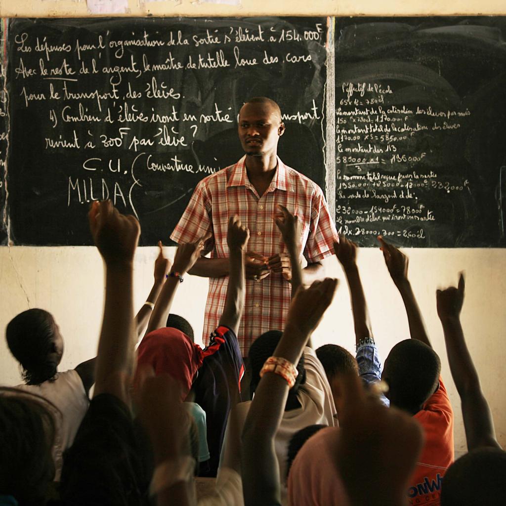 November 2013 SENEGAL Students at a primary school in Louga, Senegal are educated about a campaign aimed at achieving universal coverage of long-lasting insecticidal bed nets across