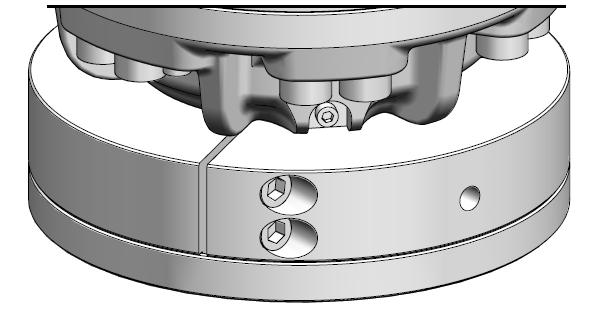 Remove the grapple or harvesting head from the rotator. 2. Remove the toothed flange s attachment screws (B013) from the bottom of the flange (3 pcs). 3. Detach the toothed flange (B011).
